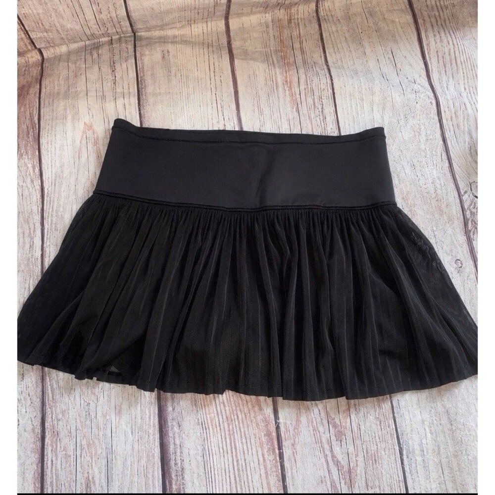 Athleta Skort Womens L Black Mesh Pleated Tennis Golf Athleisure 13.5
